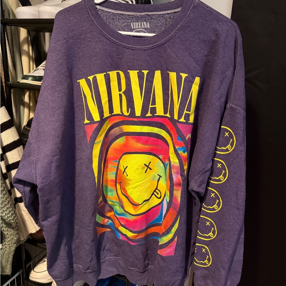 Urban Outfitters Purple Nirvana Crew Neck Sweater